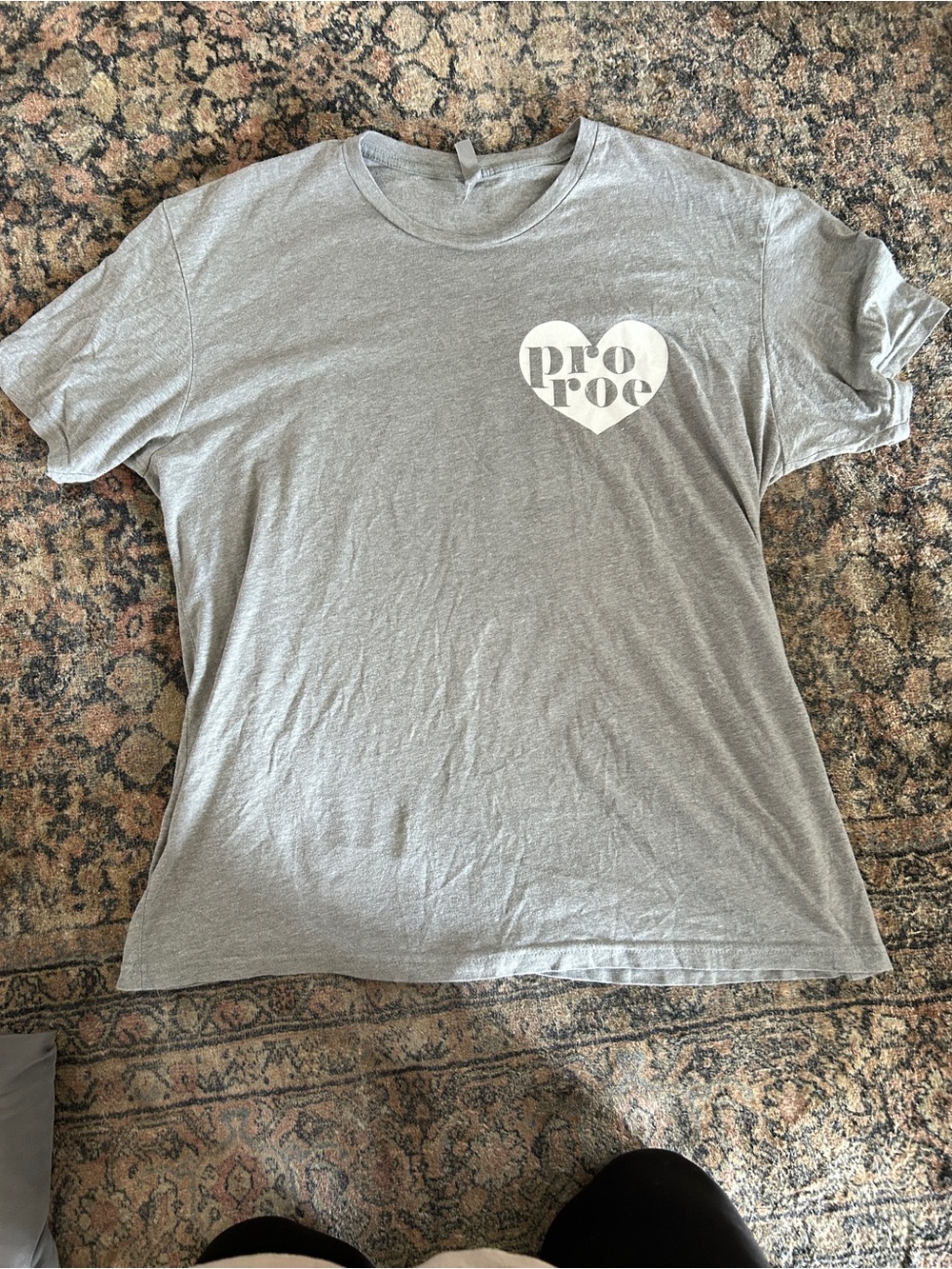 Next Level Apparel Gray T‑Shirt with White Heart Pro Roe Graphic